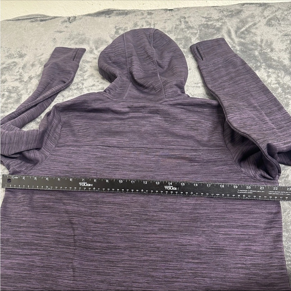 L.L. Bean Women's L REG Heathered Plum Zip Hoodie Thumb Holes Primaloft Fleece - Picture 6 of 13